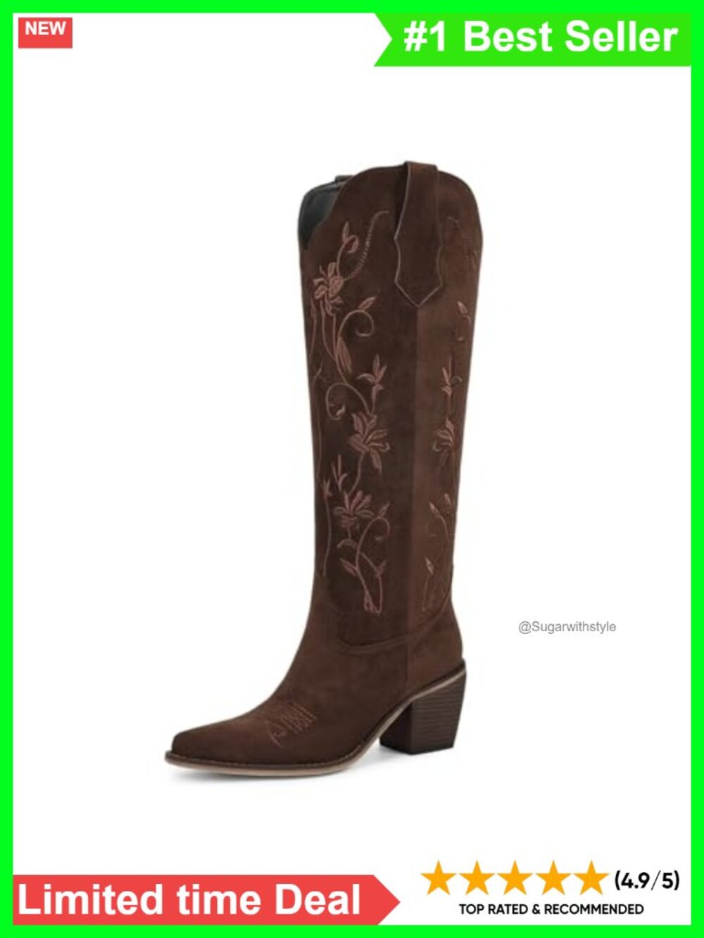 Wetkiss Cowboy Boots Womens Knee High Cowgirl Boots Embroidered Pointed Toe